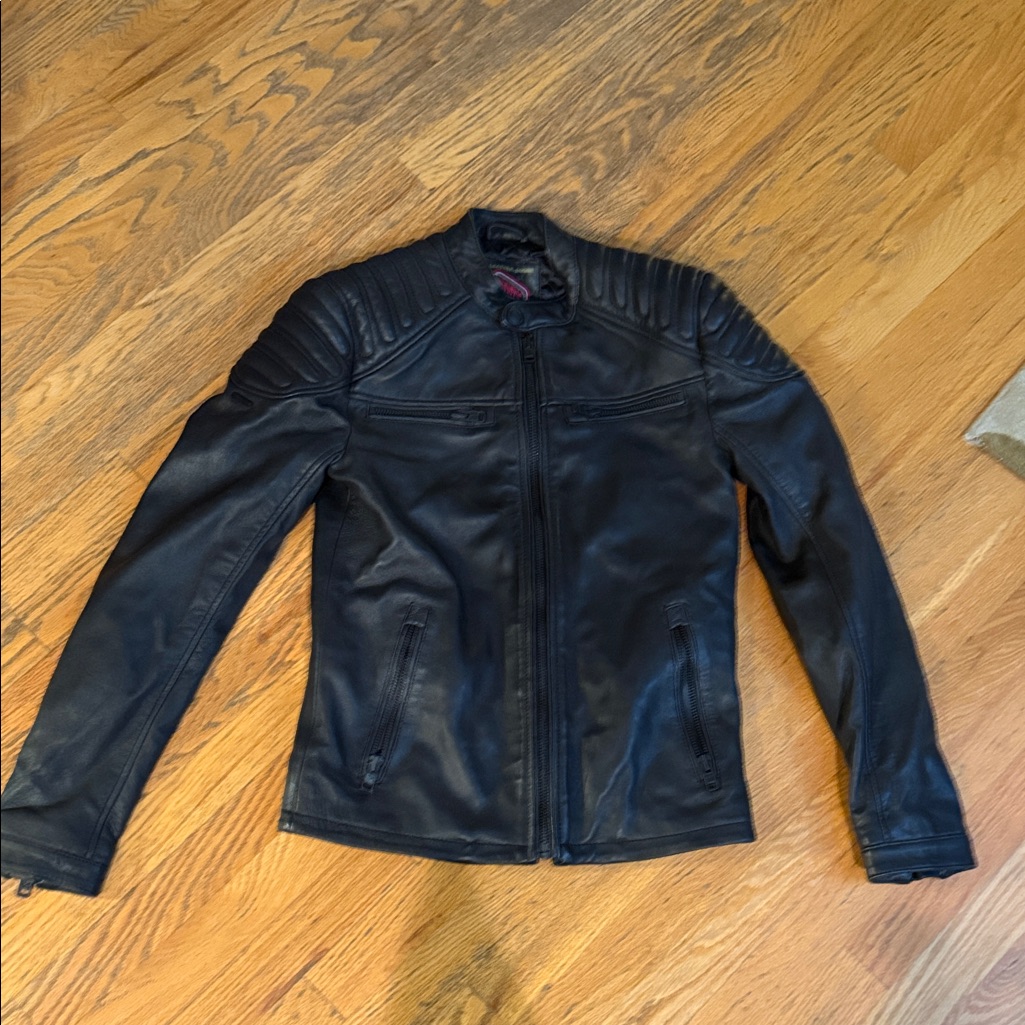 Superdry Leather Jacket Small Moto Hero Style